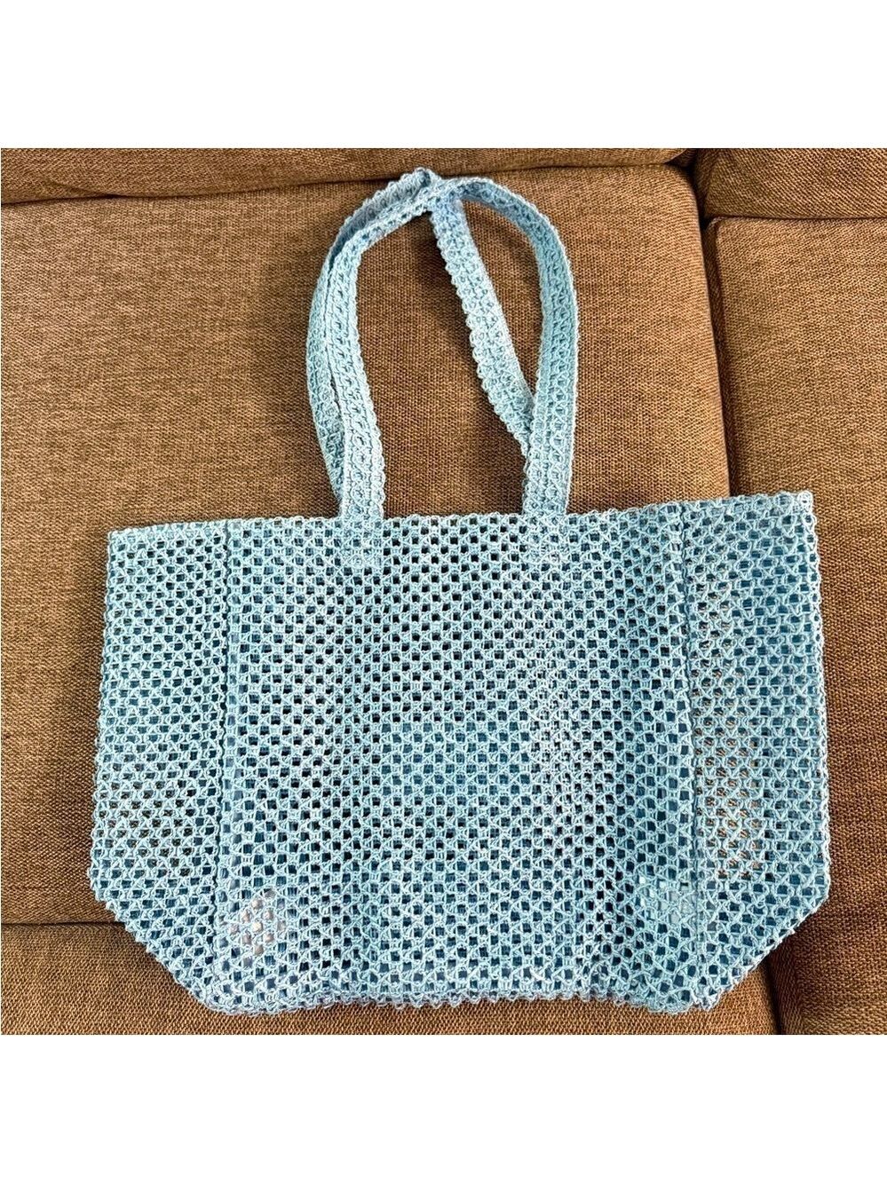 Dolce & Gabbana Light Blue Mesh Beach Tote Bag Blue New Authentic - Picture 8 of 11